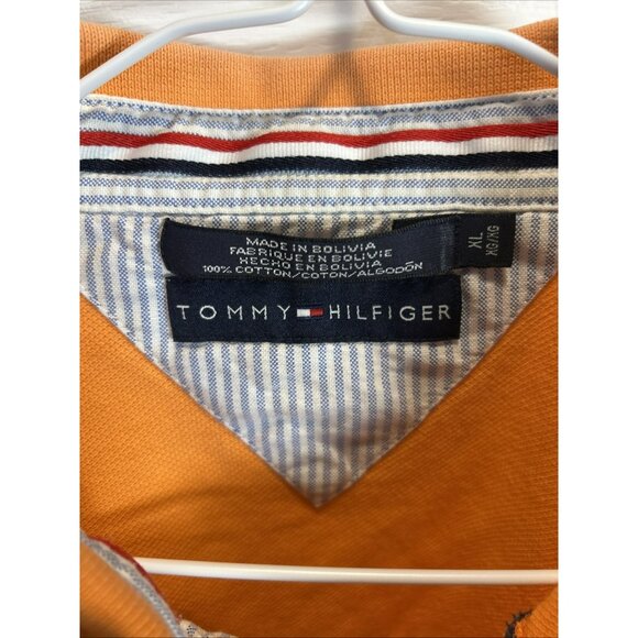 Tommy Hilfiger Men’s Golf Polo Shirt Orange Stripe XL Short Sleeve - Picture 3 of 6
